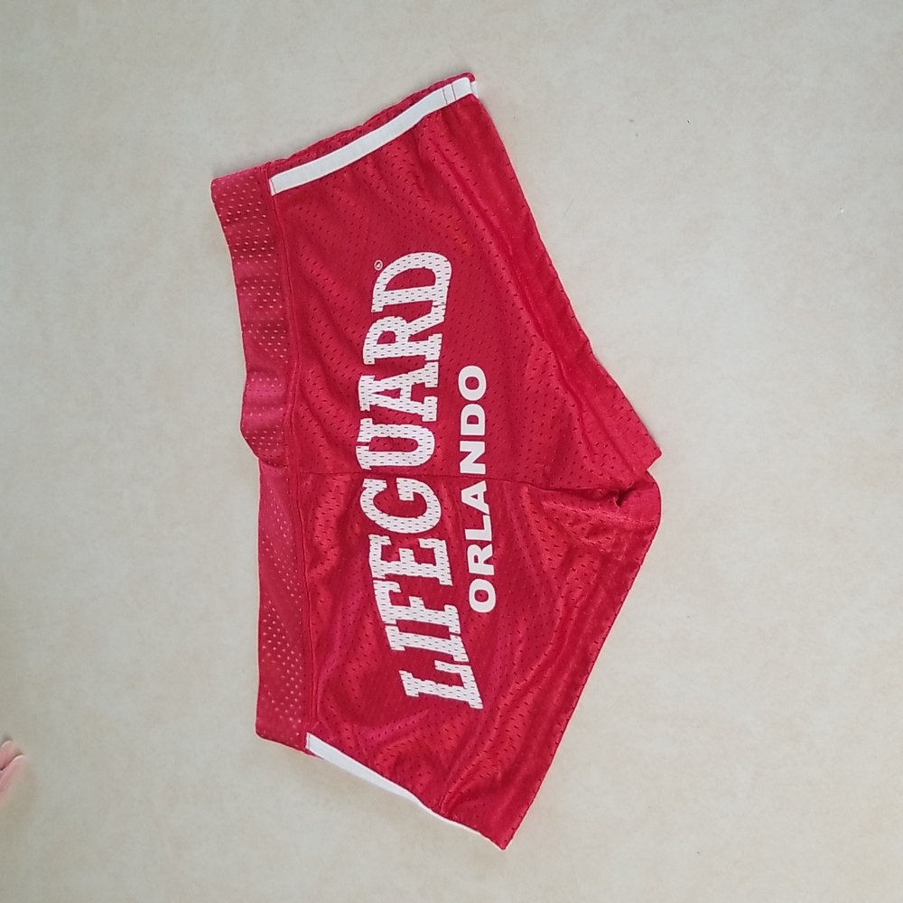 Lifeguard Brand Orlando Red Mesh Booty Shorts Cheeky Y2K Size Medium